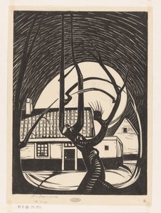 Pil foran et hus av Piet Egmond (signed by artist)