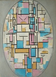 Komposisjon i oval med fargeplan 1 av Piet Mondrian