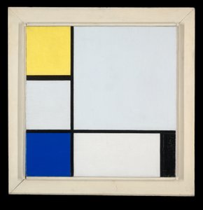 Komposisjon med gul, blå, svart og lyseblå av Piet Mondrian