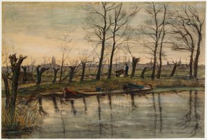 Farmer Returning to the Fields, ca. 1900 (w/c & kull på papir) av Piet Mondrian