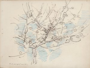 Blomstrende tre, ca. 1917-18 (blyant og fargestift på papir) av Piet Mondrian