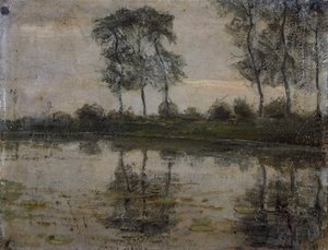 Trær ved elven Gein, av Piet Mondrian (1872-1944). Nederland, 1900-tallet. av Piet Mondrian