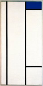 Vertikal komposisjon med blått og hvitt av Piet Mondrian