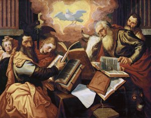 De fire evangelistene - Pieter Aertsen, dit Lange Pier (1508-1575). Olje på tre, ca 1560-1565. Mål: 113x143 cm. Kunsthistorisk museum, Vienne