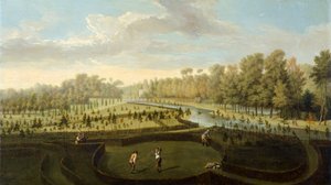 The Gardens at Chiswick House from the West (olje på panel)