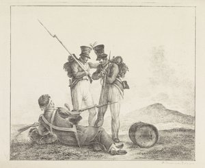 Tre soldater på slagmarken av Pieter Bartholomeusz. Barbiers