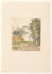 Landskap med høns langs veien av Pieter Bartholomeusz. Barbiers