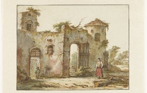 Nedlagt bygning med en vedsanker til høyre av Pieter Bartholomeusz. Barbiers