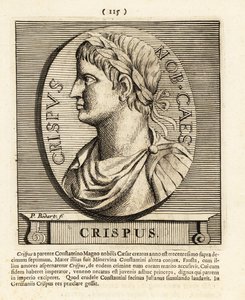 Flavius Julius Crispus, sønn av den romerske keiseren Konstantin den Gre, 1724 (gravering) av Pieter Bodart