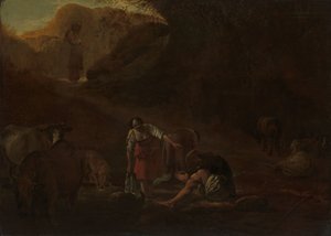 En hyrde og vaskekvinner ved en kilde