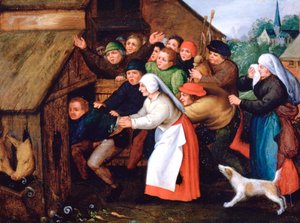 Drunkarden dyttet inn i grisehuset, 1564-1638 av Pieter Brueghel the Younger