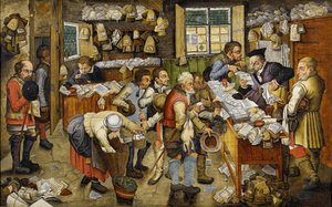 Betalingen av tienden kjent som landsbyadvokat, mellom 1617 og 1622 av Pieter Brueghel the Younger