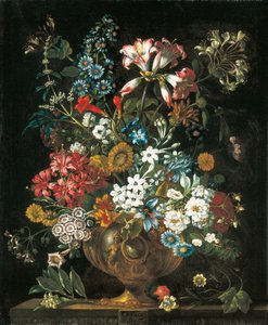 oktober, fra The Twelve Months of Flowers, en blomsterkalender med stilleben av Pieter Casteels