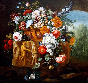 Roser, peoner, tusenfryd og andre blomster av Pieter Casteels