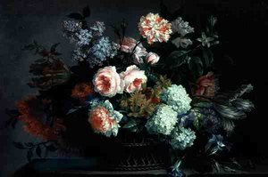 Still Life of Flowers (olje på lerret) av Pieter Casteels