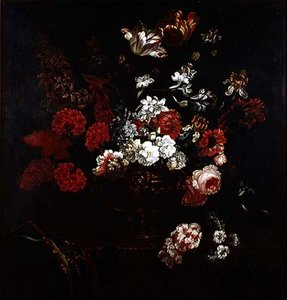 Stilleben av blomster i en kobbervase av Pieter Casteels