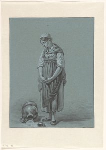Jente som står ved en fallen melkekanne av Pieter Christoffel Wonder