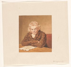 Portrett av Lourens van Schaick, sittende og leser ved bordet