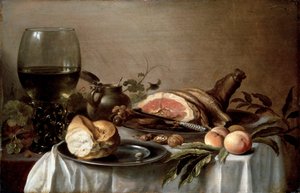 Frokost med skinke, 1647. av Pieter Claesz