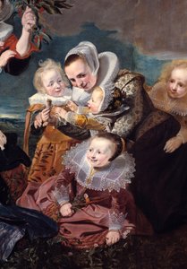 Portrett av Paulus Van Beresteyn (1588-1636) med sin kone, seks barn og to tjenestepiker Detalj. Maleri av Pieter Soutman (1590-1657) 1630 Søn. 1,67x2,41 m