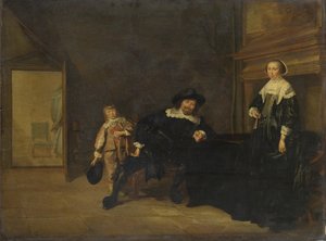 Portrett av en mann, en kvinne og en gutt i et rom, 1640