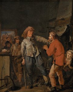 Soldater bryter inn i en bondehytte av Pieter Codde
