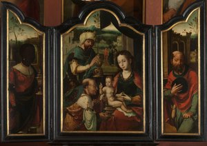 Triptych med tilbedelsen av magiene av Pieter Coecke van Aelst (I) (workshop of)