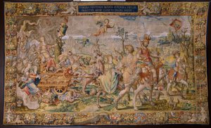 flamsk billedvev. Serie De syv hovedsynder: Forfengelighet (stolthet). Tegneserieskaper Pieter Coecke van Aelst. Atelier i Brussel. ca 1542-1544.