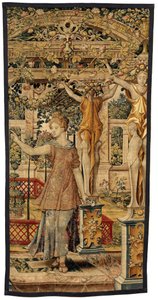 Vertumnus og Pomona: Vertumnus forvandlet til en bonde, ca. 1550 (gull, ull og silke) av Pieter Coecke van Aelst