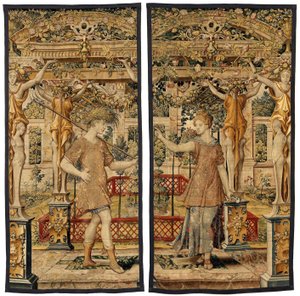 Vertumnus og Pomona: Vertumnus forvandlet til en bonde, ca. 1550 (gull, ull og silke) av Pieter Coecke van Aelst