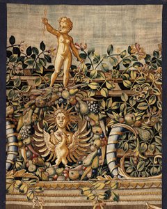 Vertumnus og Pomona: Vertumnus forvandlet til en fisker, ca. 1550 (gull, ull og silke) av Pieter Coecke van Aelst