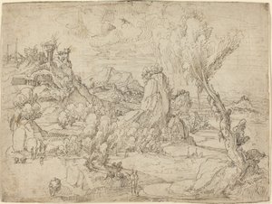 Landskap med Kristi dåp av Pieter Cornelisz Kunst