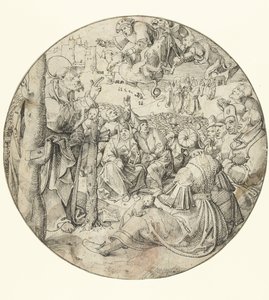 Peter forårsaker Simon tryllekunstnerens fall av Pieter Cornelisz. genaamd Kunst