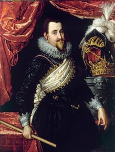 Portrett av Christian IV, konge av Danmark (1577-1648). Maleri av Pieter Isaacsz (1569-1625) ca 1615. Frederiksborg slott. Danmark. av Pieter Fransz. Isaacsz.
