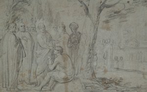 Kristus helbreder den blinde mannen (recto); Venus og Amor (verso) av Pieter Fransz. de Grebber