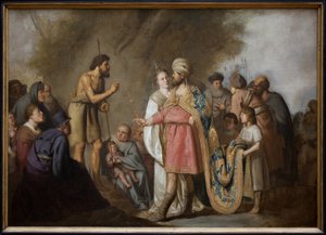Døperen Johannes forkynner foran Herode. Maleri av Pieter Fransz av Grebber (1600-1652), olje på lerret av Pieter Fransz. de Grebber