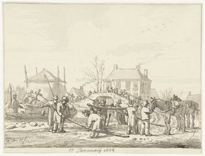 Kjernemelksgrøft i Naarden, 11. januar 1814 av Pieter Gerardus van Os (signed by artist)
