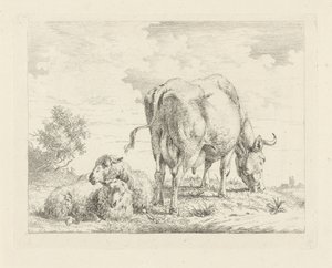 Ku med to sauer av Pieter Gerardus van Os