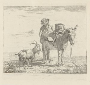 Mann med et muldyr og en geit av Pieter Gerardus van Os
