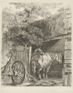 To hester i en låve