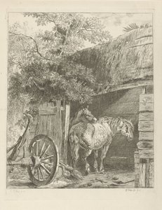 To hester i en låve av Pieter Gerardus van Os