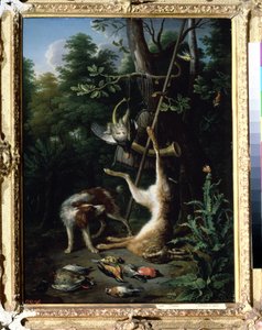 ""Jakthund og fuglevilt"" (Hund og fuglevilt) Maleri av Peter Gysels (1621-1691) 1600-tallet. Pushkin-museet, Moskva