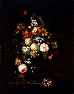 Stilleben med blomster i en glassvase av Pieter Hardime