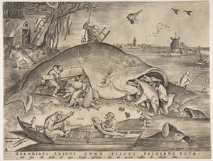 Stor fisk spiser liten fisk, 1557 av Pieter Heyden van der