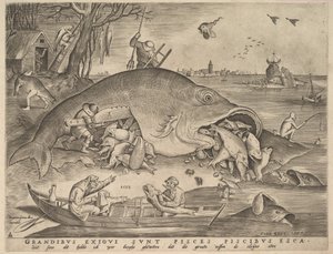 Stor fisk spiser liten fisk, 1557 av Pieter Heyden van der