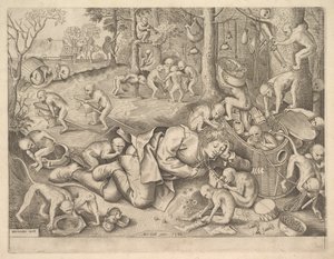 Kjøpmannen ranet av aper, 1562 av Pieter Heyden van der