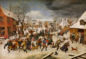 The Massacre of the Children i Betlehem (olje på panel) av Pieter III Brueghel