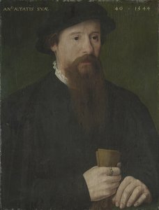 Portrett av en mann som holder hanskene av Pieter Jansz. Pourbus