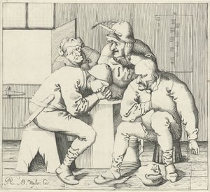 Fire menn rundt et bord av Pieter Jansz Quast (possibly)