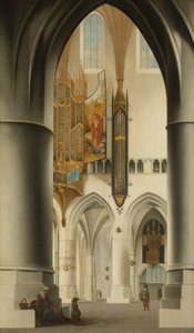 Interiør i kirken St Bavo i Haarlem Interiør av St Bavokerk i Haarlem, sett fra det sørlige ambulatoriet, ser over koret til det nordlige ambulatoriet og det store orgelet